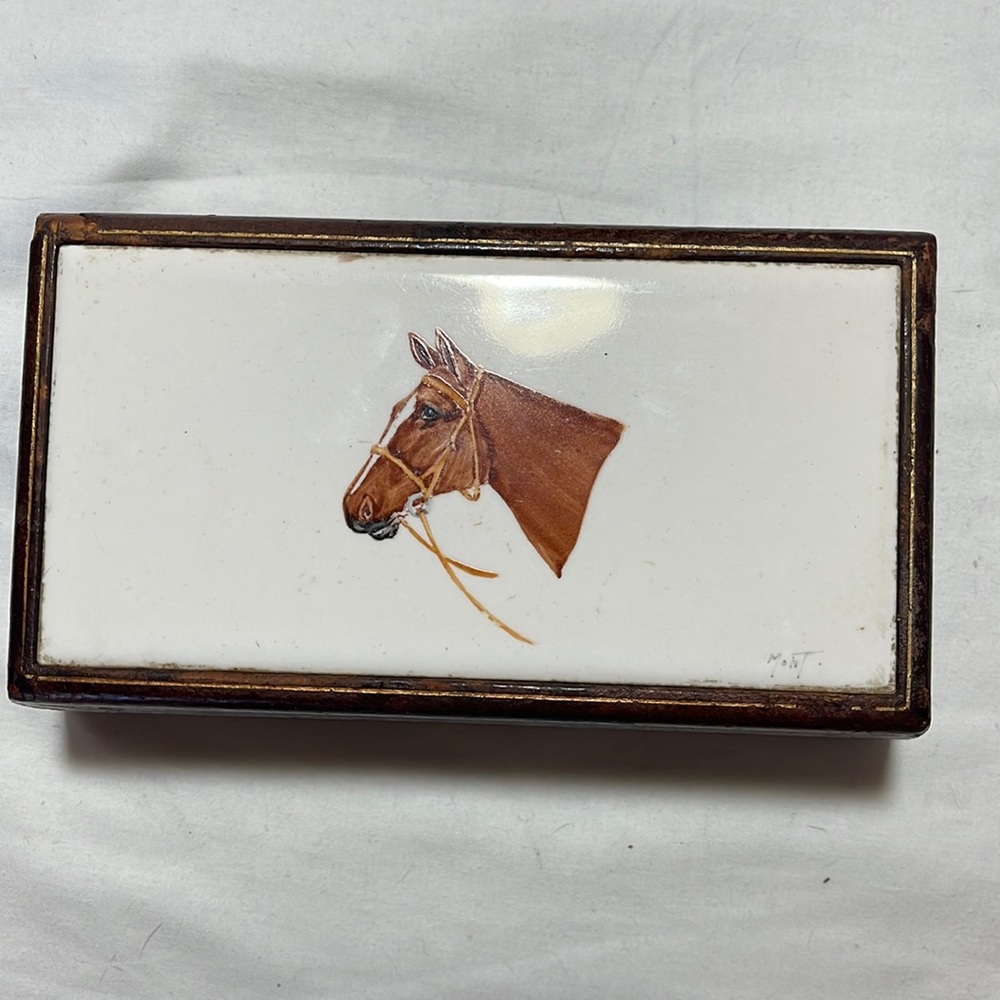 Vintage Boehm leather trinket box